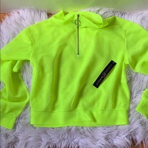 Neon Green/Yellow Mesh Quarter Zip Top